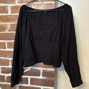 Madewell black cropped long sleeve shirt